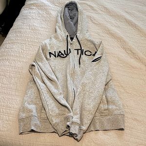 cute basic zip up! this jacket is in nearly new condition/has no visible wear!